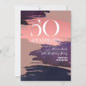 50歳おめでとう ローズゴールド アブストラクト 50歳の誕生日 招待状 (裏面)