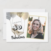50歳おめでとう！輝くゴールドの誕生日 招待状 (正面)