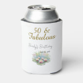50歳おめでとう 金色の蓮の花 水彩画  缶クーラー (缶裏面)