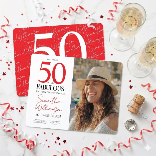50歳おめでとう | 高級感あふれる50歳の誕生日フォト 招待状