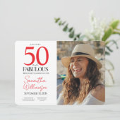 50歳おめでとう | 高級感あふれる50歳の誕生日フォト 招待状 (スタンド正面)