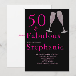 50歳おめでとう | 黒とピンクの50歳の誕生日パーティー 招待状