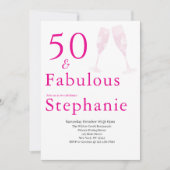 50歳おめでとう | 50歳の誕生日パーティー ピンク 招待状 (正面)