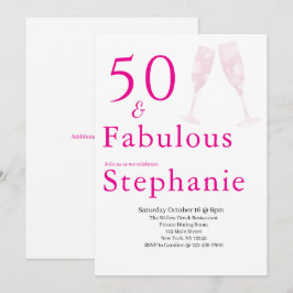 50歳おめでとう | 50歳の誕生日パーティー ピンク 招待状