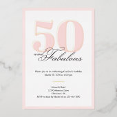 50歳おめでとう 50歳の誕生日招待状 箔招待状 (正面)