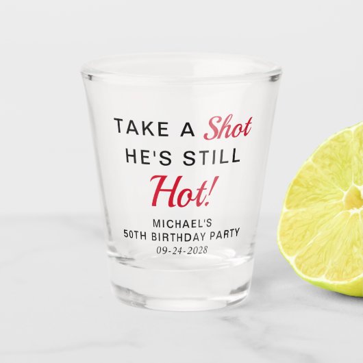 50歳おもしろいの誕生日パーティーのお願い ショットグラス (正面)