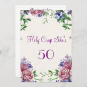 50歳おもしろいの誕生日パーティーへの招待 招待状 (正面/裏面)