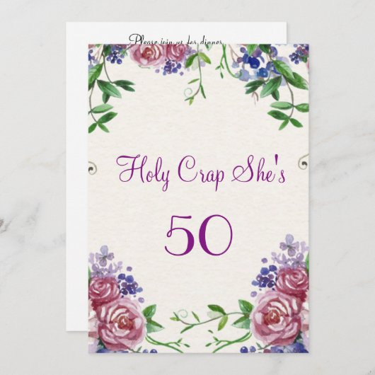 50歳おもしろいの誕生日パーティーへの招待 招待状 (正面/裏面)