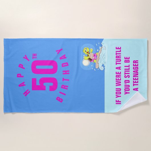 50歳おもしろいの誕生日引用文ビーチタオル ビーチタオル (正面)