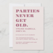 50歳おもしろいユーモアのある誕生日パーティーピンク 招待状 (正面)