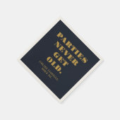 50歳おもしろいユーモアのある誕生日パーティー海軍ブルー金ゴールド スタンダードカクテルナプキン (角)