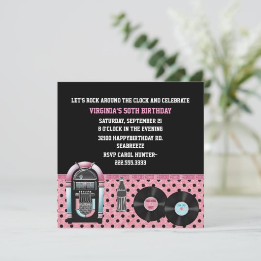 50歳お洒落の誕生日パーティーの招待状 招待状 (スタンド正面)