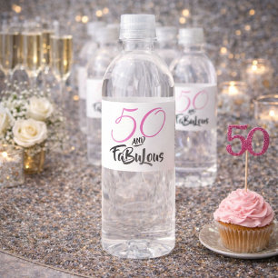 50歳お誕生日おめでとう ピンクの50歳記念パーティーグッズ ペットボトルラベル
