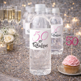50歳お誕生日おめでとう ピンクの50歳記念パーティーグッズ ペットボトルラベル