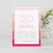 50歳お誕生日おめでとう ピンクゴールドパーティー 招待状 (スタンド正面)