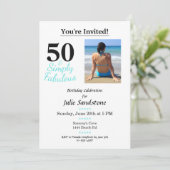 50歳お誕生日おめでとう フォトバースデー カジュアル 招待状 (スタンド正面)