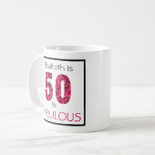50歳お誕生日おめでとう フラワースタイル 名前入り コーヒーマグカップ (正面左)