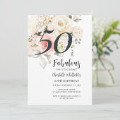 50歳お誕生日おめでとう フローラル スクリプト 50歳の誕生日 招待状 (スタンド正面)