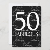 50歳お誕生日おめでとう ブラック | 50歳の誕生日 エレガント 招待状 (裏面)