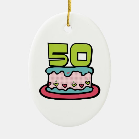 50歳お誕生日ケーキ セラミックオーナメント (正面)