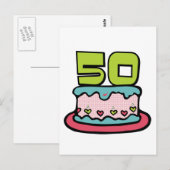 50歳お誕生日ケーキ ポストカード (正面/裏面)