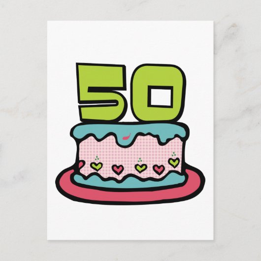 50歳お誕生日ケーキ ポストカード (正面)