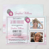 50歳でとっても素敵な 誕生日パーティーのご招待です 招待状 (正面/裏面)