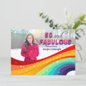 50歳でファビュラスなレインボースパークル写真の誕生日 招待状 (スタンド正面)