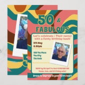 50歳でファビュラスなレトロスタイルの誕生日パーティー 招待状 (正面/裏面)