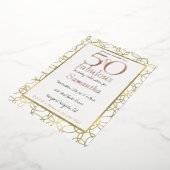 50歳でファビュラス！ゴールドとホワイトの輝くサークルパーティー 箔招待状 (回転した状態)