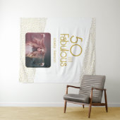 50歳でファビュラス ゴールドグリッター 50歳の誕生日写真 タペストリー (インサイチュ(横))