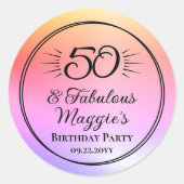 50歳でファビュラス!50歳の誕生日パーティー ラウンドシール (正面)