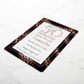 50歳で素敵なグリッター ローズゴールド レオパード 誕生日 箔招待状 (回転した状態)