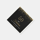 50歳で素敵なゴールドグリッターとブラックの誕生日 スタンダードカクテルナプキン (角)