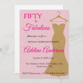 50歳で素敵なスクリプトピンクゴールド 50歳の誕生日 招待状 (正面/裏面)