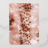 50歳で素敵なバラ色ゴールドのヒョウ柄誕生日 箔招待状 (裏面)