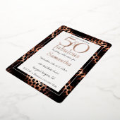 50歳で素敵なバースデー ローズゴールド レオパード 箔招待状 (回転した状態)