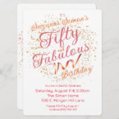 50歳で素敵なピンクとゴールドの輝き 招待状 (正面/裏面)