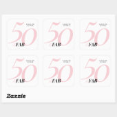 50歳で素敵なピンクの誕生日 スクエアシール (シート)