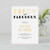 50歳で素敵なブラックゴールドの箔押し招待状 箔招待状 (立ち正面)