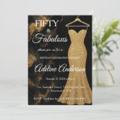 50歳で素敵なブラックゴールドマーブル 50th 招待状 (スタンド正面)