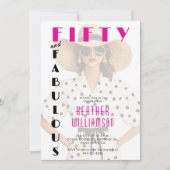 50歳で素敵なブラックピンク 50歳の誕生日 招待状 (正面)