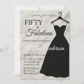 50歳で素敵なブラック＆ホワイト大理石 50周年 招待状 (正面)