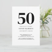 50歳で素敵なブラック&ホワイト 50歳の誕生日パーティー 招待状 (スタンド正面)