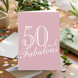 50歳で素敵なモダンスクリプトピンク 50歳の誕生日 カード
