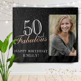 50歳で素敵なモダン ブラック 50歳の誕生日写真 タペストリー