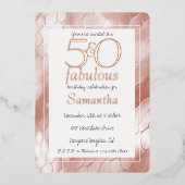 50歳で素敵なローズゴールドのヘビ動物の誕生日 箔招待状 (正面)