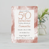 50歳で素敵なローズゴールドのヘビ動物の誕生日 箔招待状 (立ち正面)