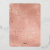 50歳で素敵なローズゴールドレース花柄の誕生日 箔招待状 (裏面)