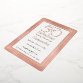 50歳で素敵なローズゴールドレース花柄の誕生日 箔招待状 (回転した状態)